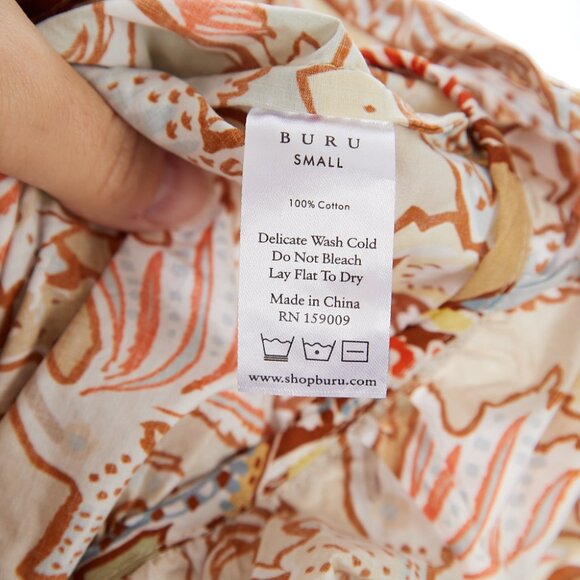 BURU Peplum Puffed Sleeve Button Front Top & Pull On Pants Set Women's Small - Picture 6 of 9